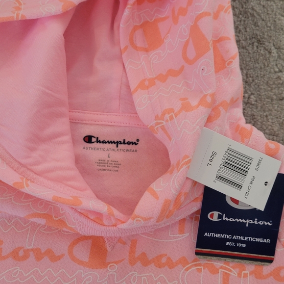 Girl size L Champion Kids Pink Hoodie - Picture 3 of 3